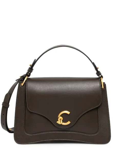 Coccinelle logo-plaque leather shoulder bag Brown E1SSK180121