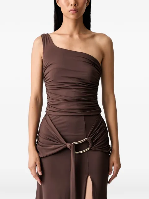 Bardot Dion one-shoulder ruched top Brown 60538TB