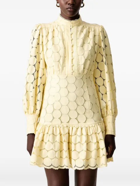 Bardot Remy guipure-lace ruffled mini dress Yellow 58421DB7