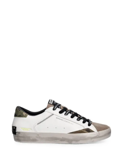 Crime London Sk8 Deluxe distressed camouflage-print sneakers White 10002AA910