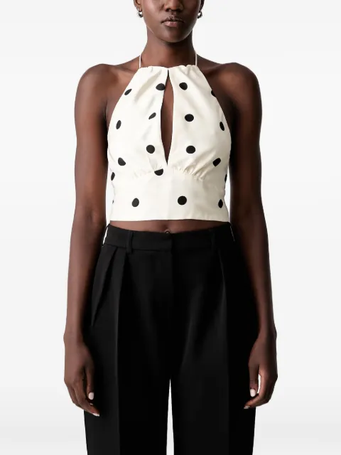 Bardot Phoebe polka-dot halterneck top Neutrals 60516TB