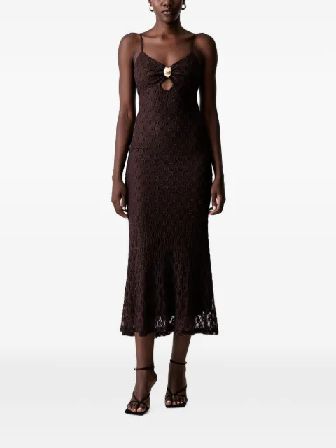 Bardot Karla floral-lace cut-out midi dress Brown 60457DB