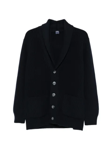 Fedeli ribbed-knit shawl-collar cardigan Blue MU006526