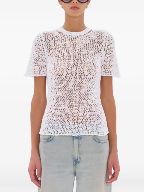 Haikure Abby SS crochet-knit short-sleeved T-shirt White HEW07106MC064PX