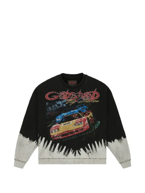 GODSPEED graphic-print distressed sweater Black GS559