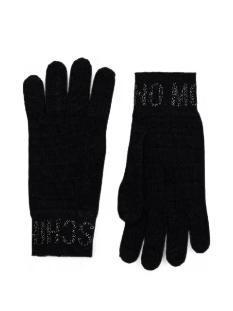 Moschino logo-knit wool gloves Black 65485M3493
