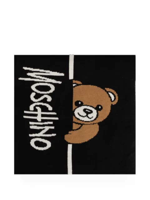 Moschino Teddy Bear intarsia-knit scarf Black 30852M3465