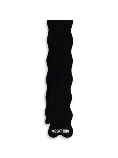 Moschino logo-knit wavy-edge scarf Black M347130853