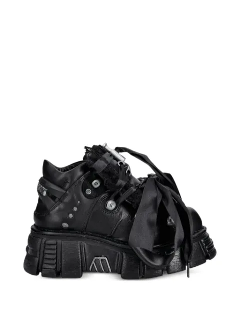 NEW ROCK Metallic lace-trim platform boots Black M106MXLC2