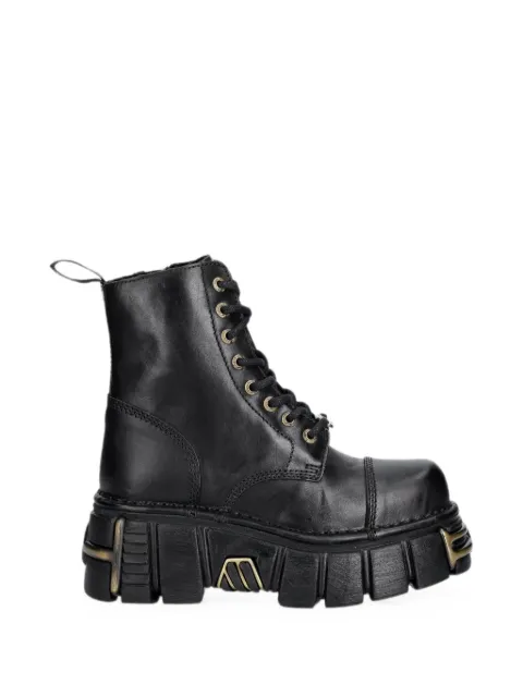 NEW ROCK Metallic logo-plaque platform boots Black MMILI083CCTC28
