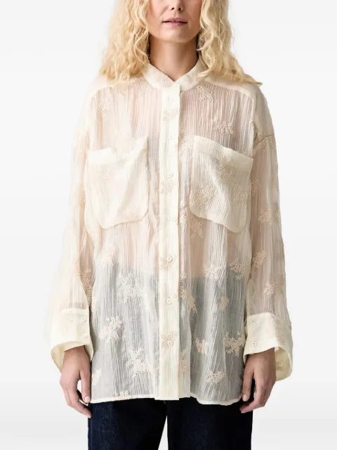 MUNTHE embroidered sheer shirt Neutrals 263100626331