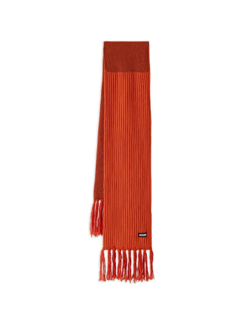 Moschino ribbed-knit fringed scarf Orange 30862M3489