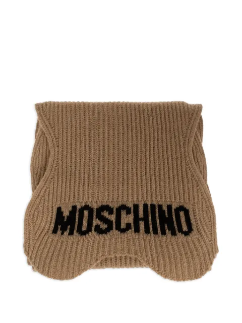 Moschino logo-knit wavy-edge scarf Brown 30853M3471