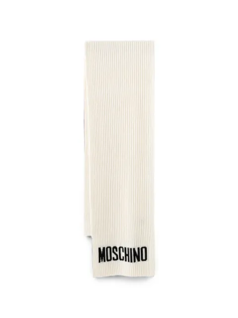 Moschino logo-intarsia ribbed scarf Neutrals 50242M5874