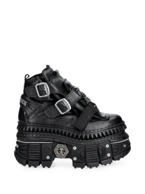 NEW ROCK Metallic buckle-fastening platform boots Black MWALL053C3