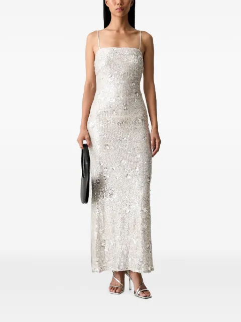 Bardot Sinclaire sequin-embellished floral-motif maxi dress Silver 60534DB