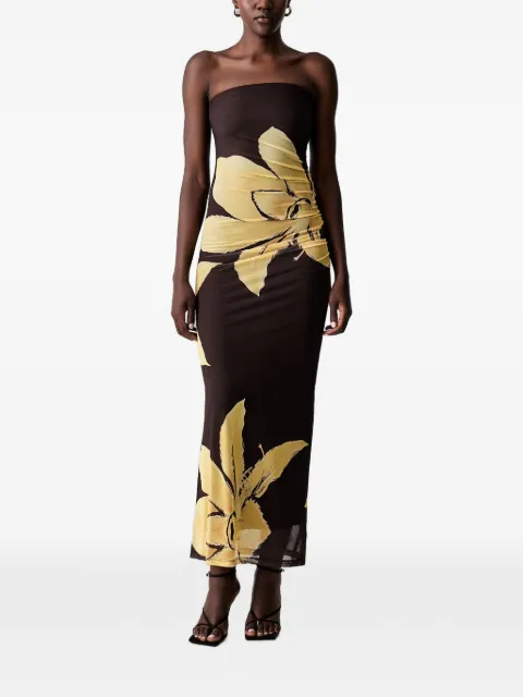 Bardot Ciera floral-print ruched maxi dress Brown 60502DB
