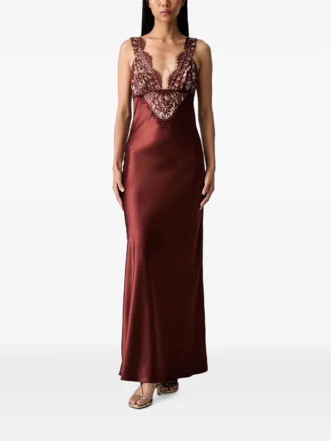 Bardot Torie lace-panelled satin maxi dress Red 60407DB