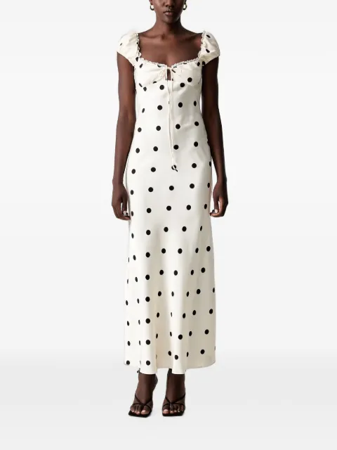 Bardot Stasia polka-dot lace-trim maxi dress White 60241DB2