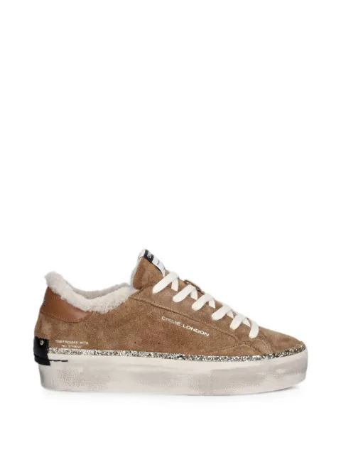 Crime London Distressed Platform glitter-trim platform sneakers Brown 23053AA9