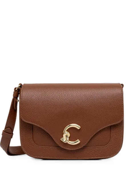 Coccinelle logo-plaque pebbled shoulder bag Brown E1SSL150121