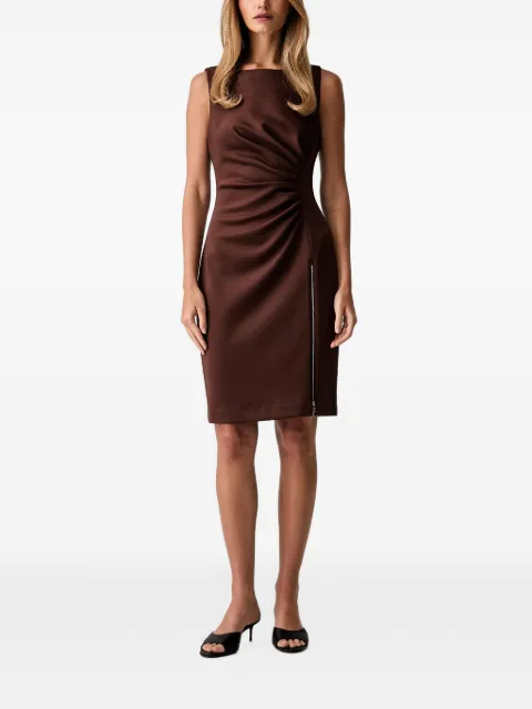 DKNY ruched zip-detail mini dress Brown DD6S1T05
