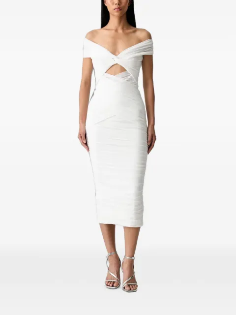 Bardot Priah ruched cut-out midi dress White 60152DB