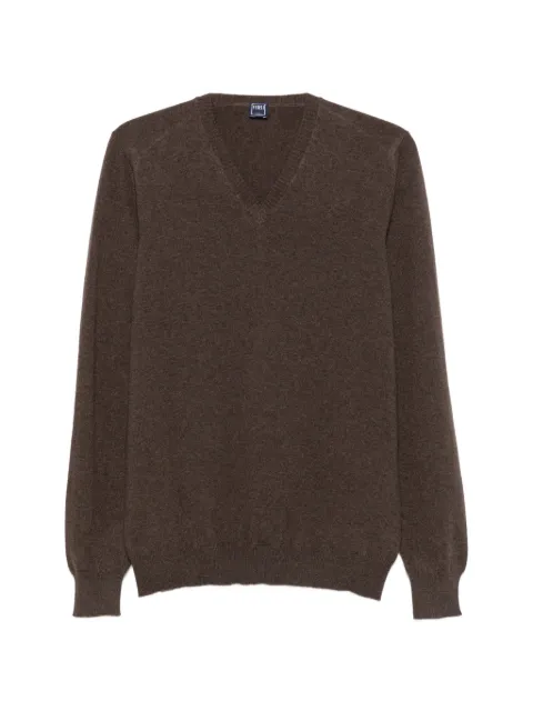 Fedeli V-neck ribbed-trim sweater Brown MU007001