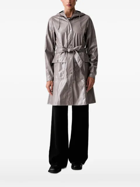 Rains Curve belted hooded jacket Grey 18130