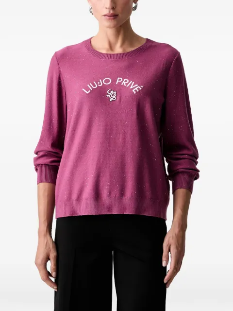 LIU JO sequin-embellished logo-embroidered sweater Purple TF6037MS049