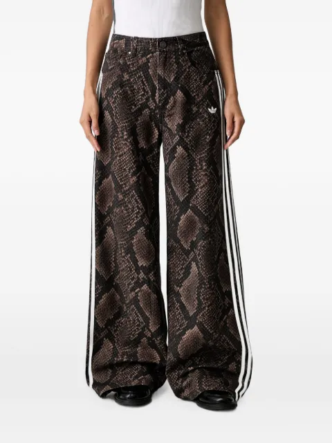 adidas snake-print denim loose pants Brown KY0631