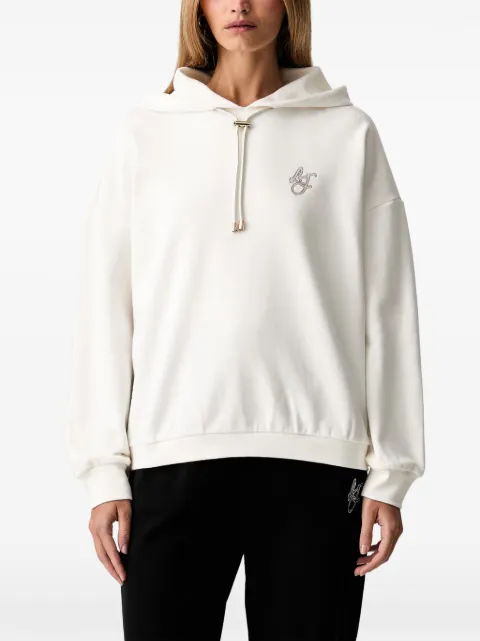 LIU JO logo-embroidered drawstring hoodie White TF6070FS091