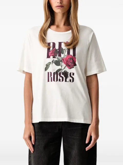 LIU JO rose-print rhinestone-embellished T-shirt White TF6243JS923