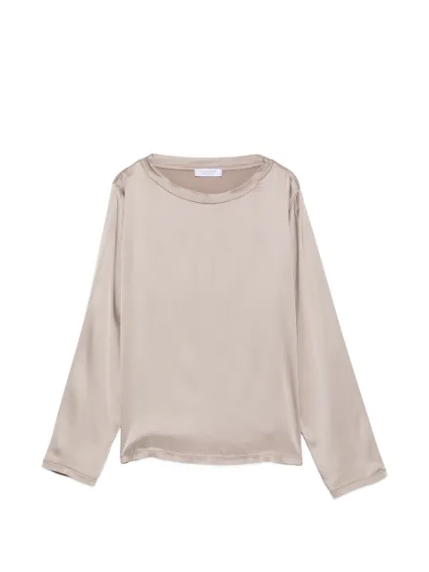 Daniele Fiesoli satin-finish long-sleeve top Neutrals DD7505