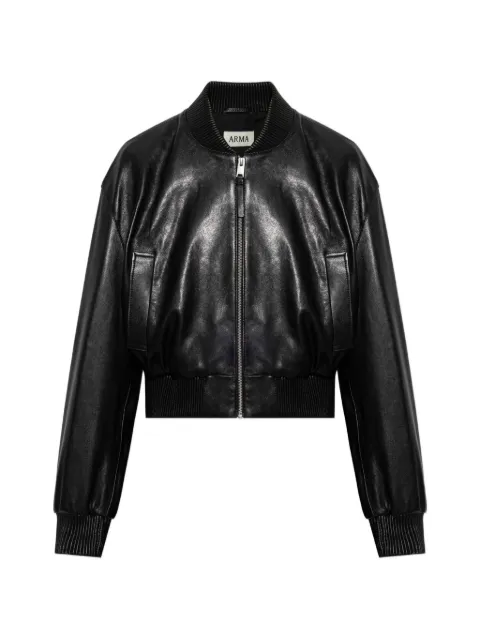 Arma Hannan ribbed-trim leather bomber jacket Black 010L26605102