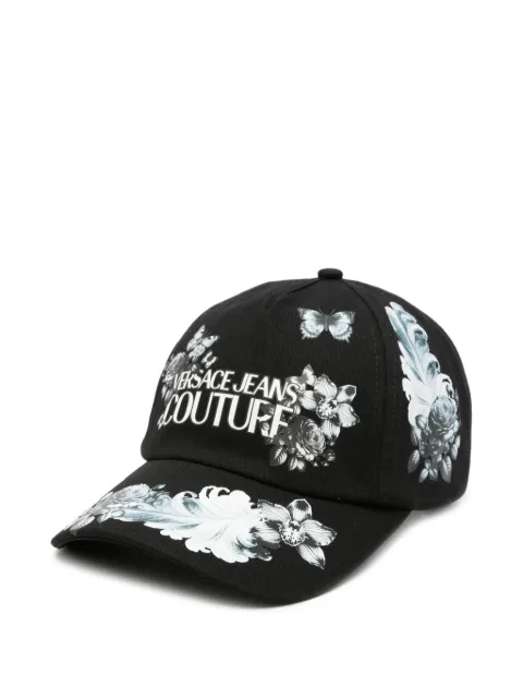 Versace Jeans Couture logo-print floral-print baseball cap Black 79GAZK33ZG390