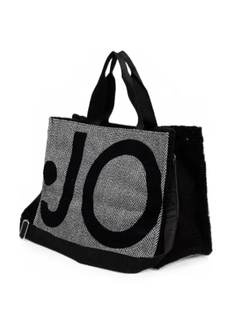 LIU JO large check-pattern logo-patch tote bag Black 2F6037T0300