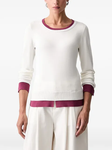 LIU JO layered-effect ribbed-trim sweater White TF6033MS49I