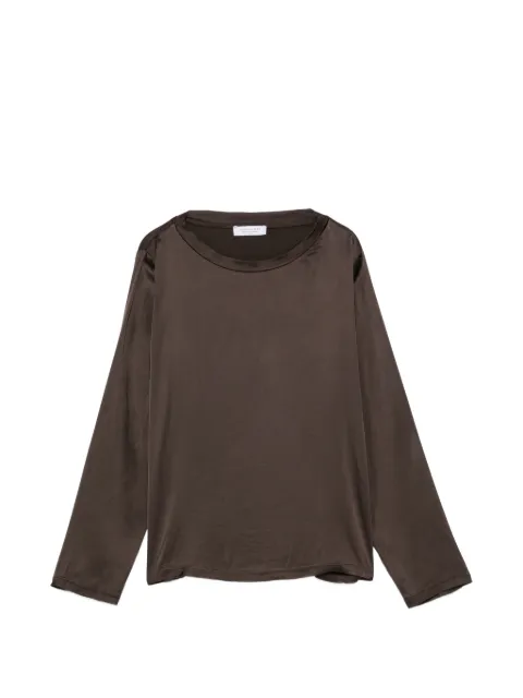 Daniele Fiesoli satin-finish long-sleeve T-shirt Brown DD7505