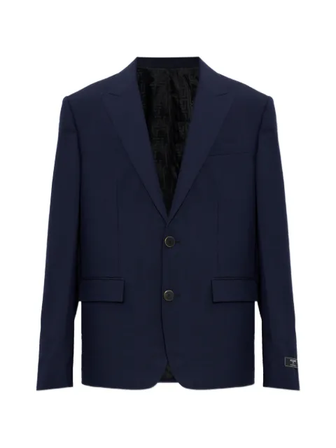 Balmain logo-patch wool blazer Blue HH1SI881WD49