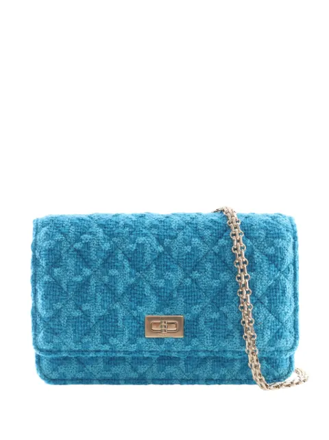 CHANEL Pre-Owned 2019 Quilted Tweed Reissue 2.55 Wallet On Chain crossbody bag Blue Q4S0T1RR30JNQ7DY