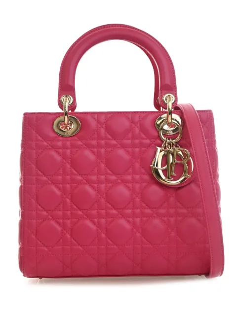 Christian Dior Pre-Owned 2013 Medium Lambskin Cannage Lady Dior satchel Pink 086MC5J28BOQ11QV