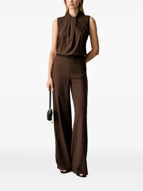 VICOLO tie-neck wide-leg jumpsuit Brown TAB0374