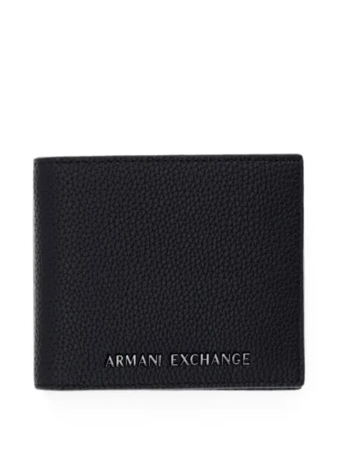 Armani Exchange pebbled-texture logo-plaque wallet Black XM000168AF26663