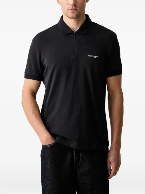 Armani Exchange logo-print zip-neck polo shirt Black XM003422AF2