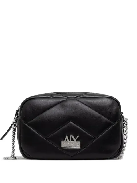 Armani Exchange quilted logo-plaque shoulder bag Black XW000356AF26568