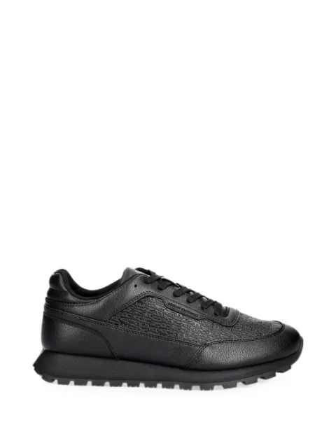Armani Exchange logo-embossed pebbled-effect sneakers Black XM003644AF29408UC001