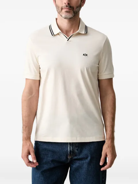 Armani Exchange logo-embroidered tipped T-shirt Neutrals XM002933AF10337