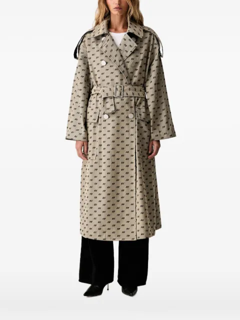 Armani Exchange logo-print double-breasted trench coat Neutrals XW002437AF26063