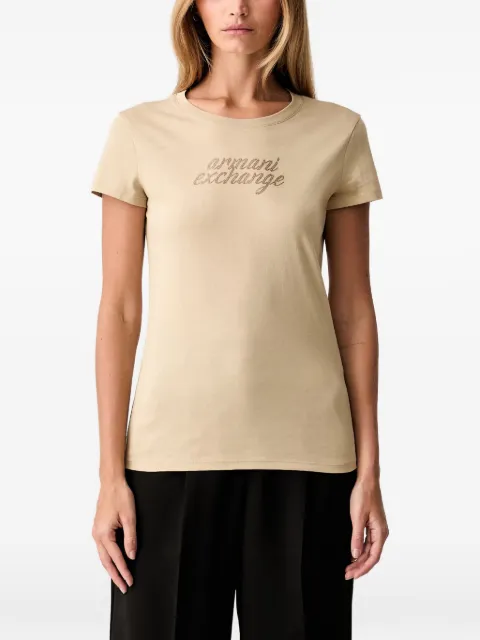 Armani Exchange rhinestone-logo slim-fit T-shirt Neutrals XW002768AF1